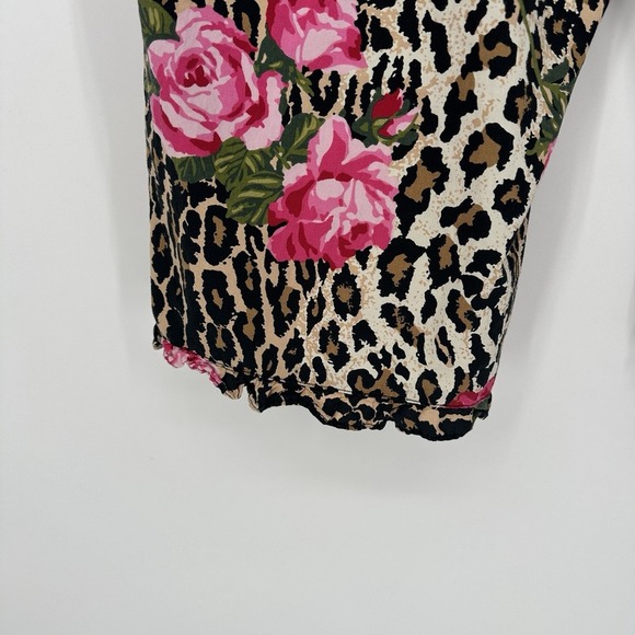2-Pc NICK & NORA Leopard Print Roses 3/4 Ruffle Sleeves Capri Pajamas Sz XXL - Picture 9 of 12